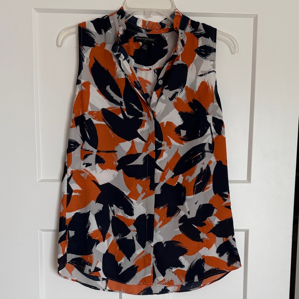 Banana Republic Orange and Black Sleeveless Blouse